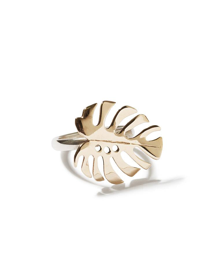Bronze Monstera 3 with Sterling silver band