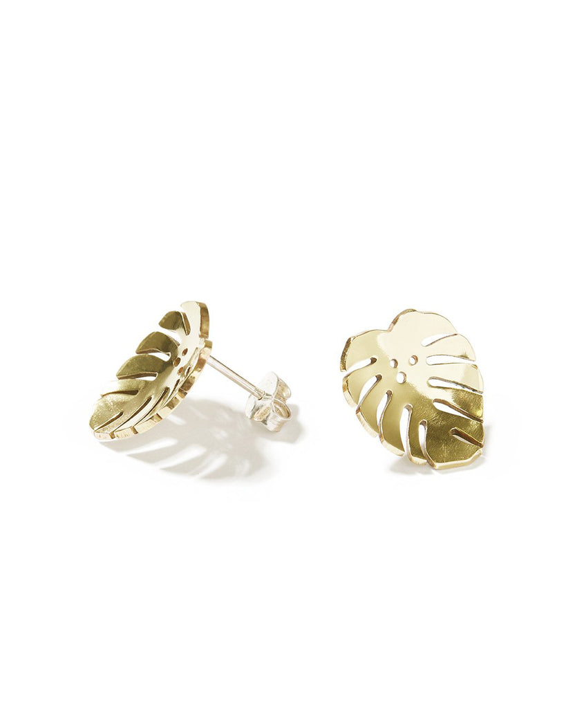 Brass Delicious Monster earrings with earring post and butterfly