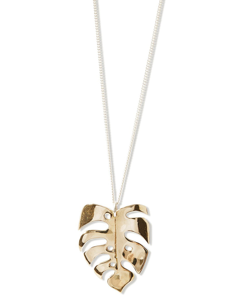 Fine Sterling Silver Curb chain with link attaching the Bronze Monstera 4 pendant 