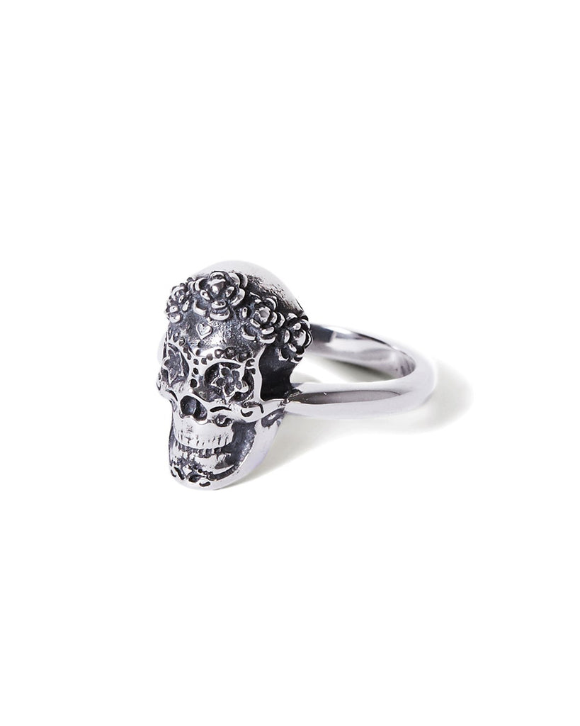 Sterling Silver Sugar Skull Ring with Sterling Silver band